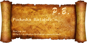 Poduska Balabán névjegykártya